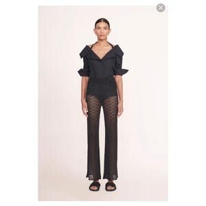 Staud NWT sequin-embellished crochet knit wide leg “Adrianna” pant